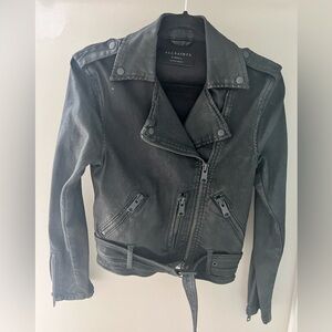All Saints Black Denim Asymmetrical Jacket